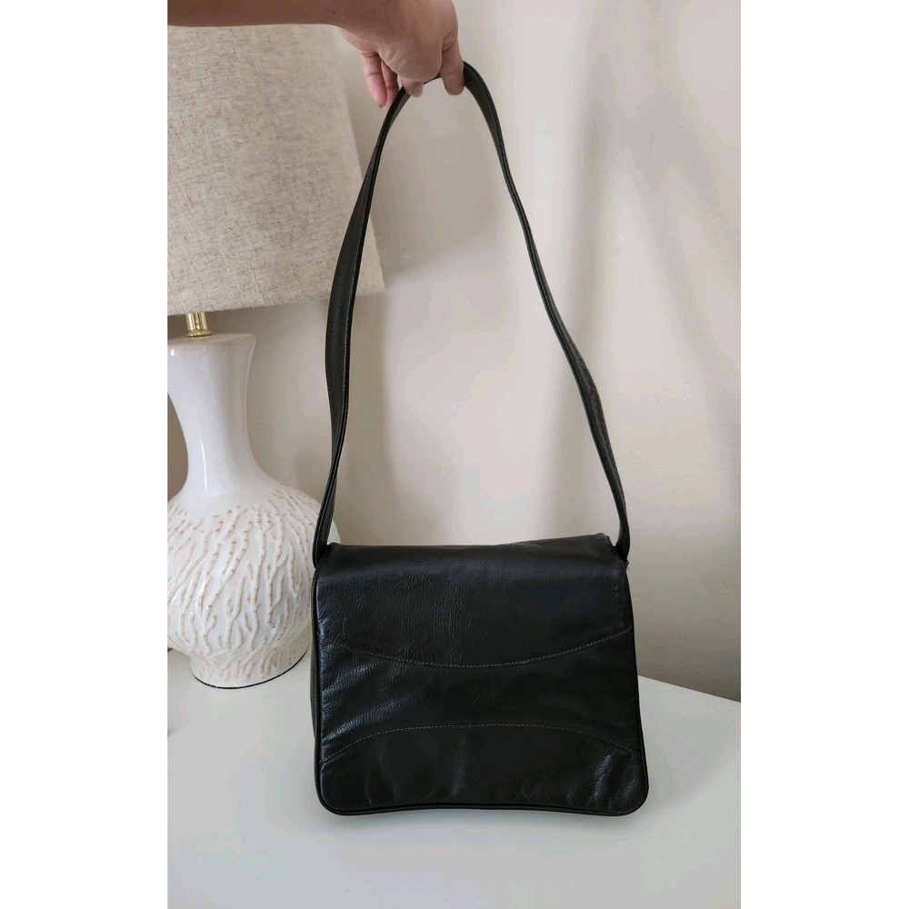 VINTAGE Women's Genuine Leather Handbag Shoulder Bag Brown Made in‎ ITALY